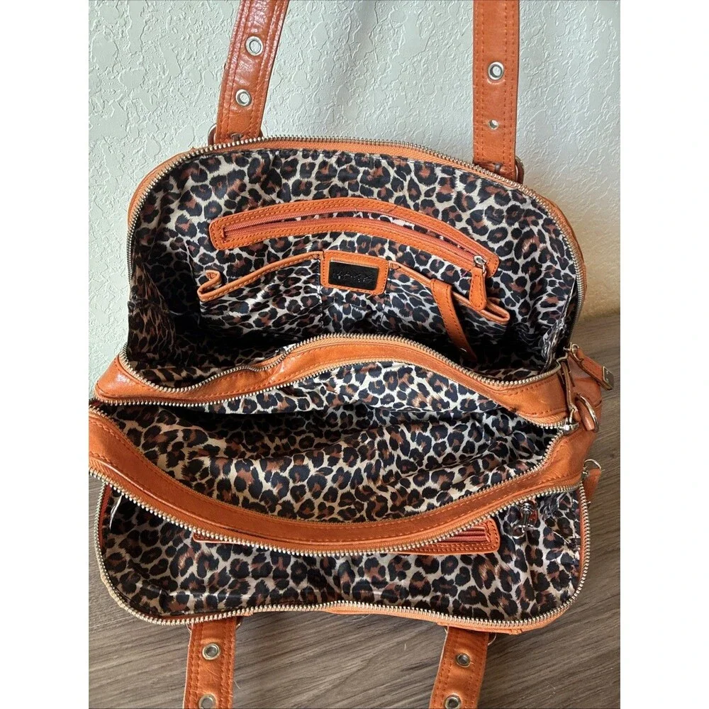 Vintage Maxx New York Orange Purse, Y2K, Zippers Leopard Print, Shoulder bag